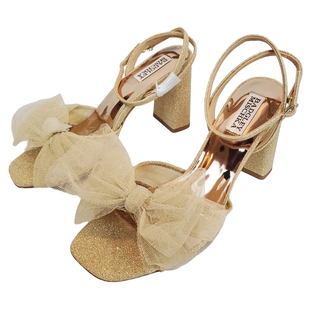 Badgley Mischka Tess Heeled Sandal Color Plation (Gold) Womans Size 8 – NWOT